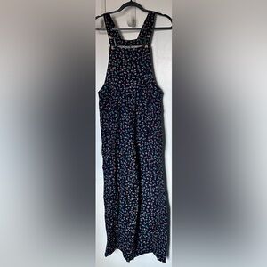NWOT Floral Overalls with Pink & Orange Rose Print